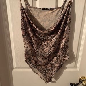 Boohoo Cowlnenck Snake Bodysuit